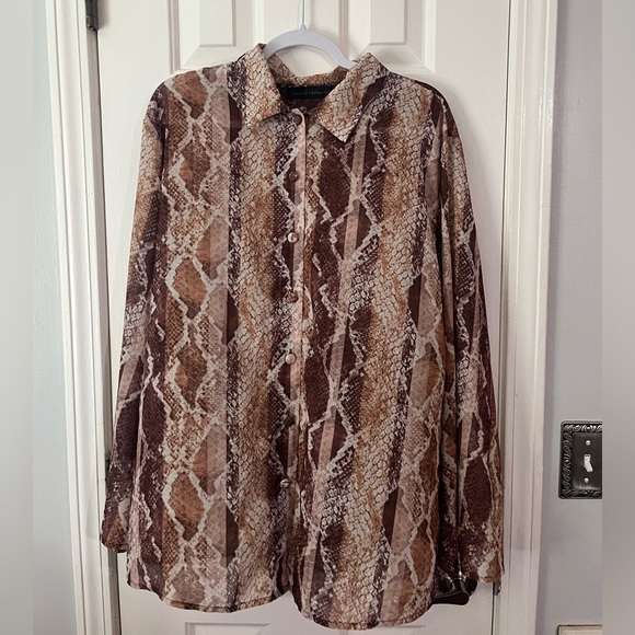 House of Harlow 1960 x Revolve Marley Shirt Striped Python Snake print size m - Picture 5 of 7